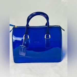 Furla Glossy Royal Blue Candy  Handbag
